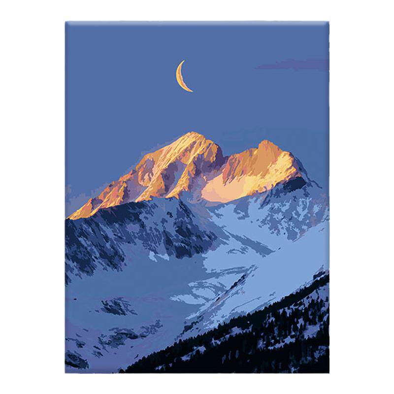 日照金山diy数字油画梅里雪山手工填充涂色玄关客厅装饰画高级感