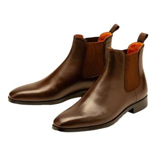 【王浩信同款】chioryn青润切尔西靴子男中帮方头真皮一脚蹬皮鞋