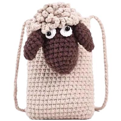 可爱卡通手机袋手工钩针成品小羊