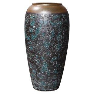 新中式35CM手工陶瓷花瓶轻奢瘦高萝卜青花家居摆件客厅样板间花器