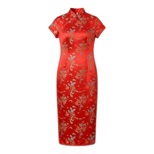 Standing collar slim and long cheongsam 立领修身中长款旗袍