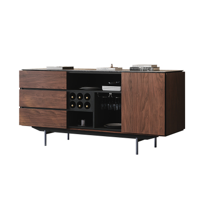 意式极简胡桃木色多功能餐边柜