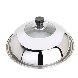 加高加厚锅盖可视钢化玻璃盖不锈钢炒锅平底大锅盖子炒菜