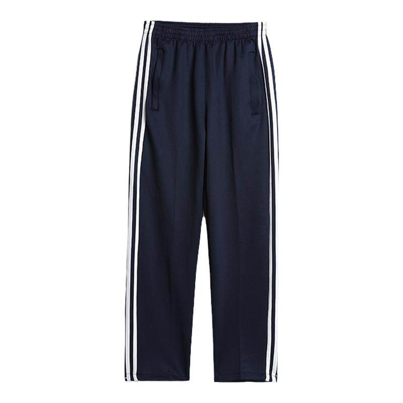 校服裤子藏青色两三道杠宽松直筒