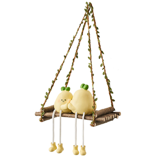 田园风秋千吊脚娃娃墙上挂件饰品电视背景墙面壁饰置物架一字隔板