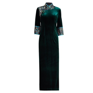 多丽琦改良旗袍裙新款2025复古民国女神气质立领修身连衣裙日常款