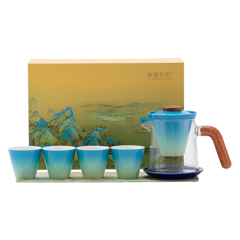 故宫官方店丨千里江山泡茶杯套装茶水分离一壶四杯创意教师节礼物