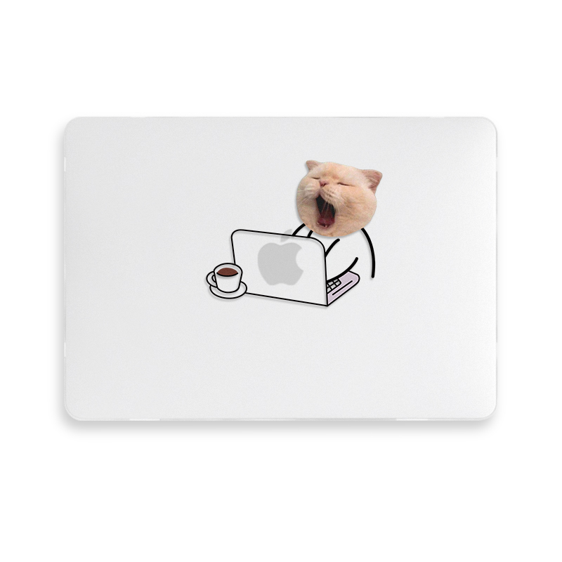 GUOXI办公小猫透彩壳适用苹果macbookpro保护壳2023新款14寸macbook套air13笔记本mac电脑轻