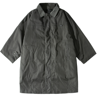 万有引力博物馆 中长款风衣外套女秋季纯色宽松大衣日常百搭上衣