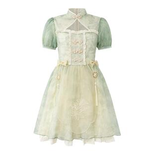 水龙吟小飞袖新中式流行薄荷绿连衣裙小个子出片穿搭东京岁时记JK