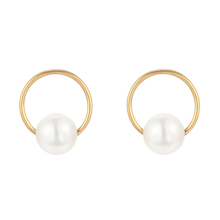 一撇一捺YPYN朦胧月色耳钉9K金圆环耳饰琉璃耳环经典百搭时髦配饰