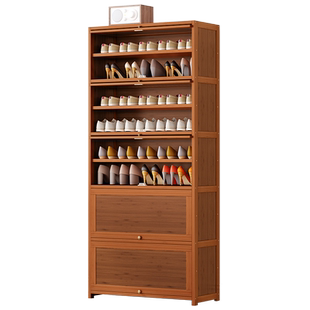 鞋柜家用门口入户收纳柜楼道鞋架子带门简易防尘小窄新款实木楠竹