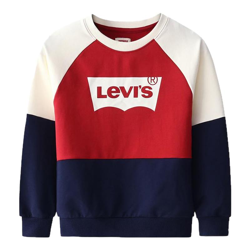 Levi's李维斯童装25春新品男童春秋拼色毛圈休闲套头卫衣儿童上衣