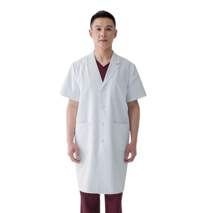 新款高端白大褂医师服口腔医生工作服实验服男士短袖宽松透气夏