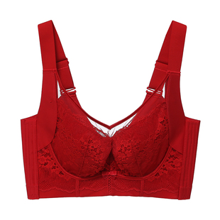 安芝娜2024秋冬大胸显小内衣女调整型软钢圈大码夹棉薄款文胸6430