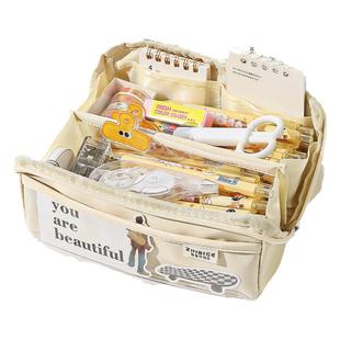 10层笔袋大容量高颜值2025年新款文具盒女孩版初中生多功能铅笔盒女生小学生铅笔袋简约日系风帆布女款网红