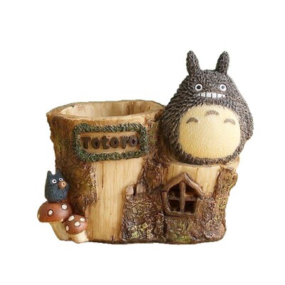 呆萌龙猫小夜灯笔筒摆件饰品