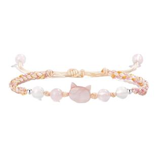 zeroline可爱猫头情侣手链女生轻奢编织红手绳手串情人节生日礼物