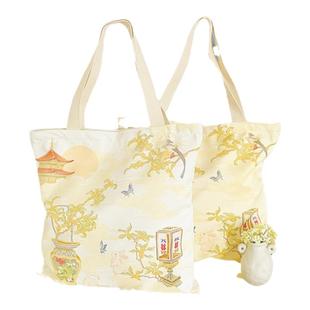 故宫文创玉兔戏蝶帆布包帆布袋休闲包手提袋生日礼物生日礼物