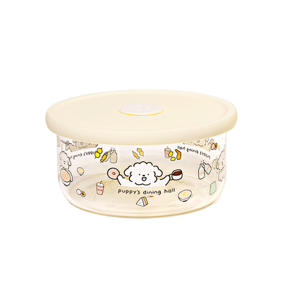 玻璃饭盒微波炉加热圆形保鲜饭盒