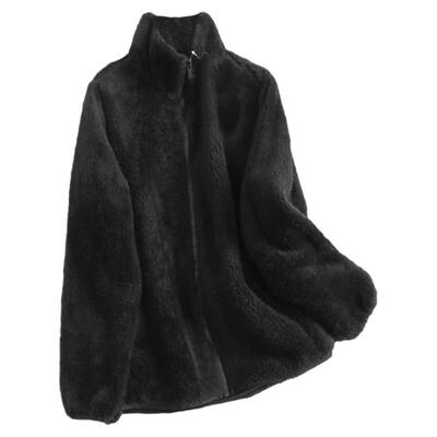 立领长袖拉链夹克珊瑚绒女短外套