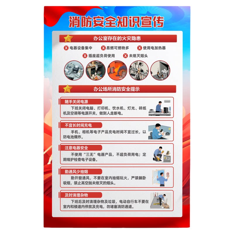 2026年消防宣传月主题海报119消防日海报2026年消防月海报挂图宣传画电动车消防安全知识挂图展板标语贴画