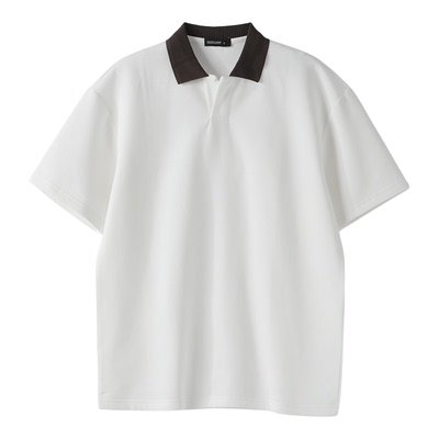 LUUD 撞色坑条针织Polo翻领短袖T恤男夏季新款通勤百搭曼巴棉上衣