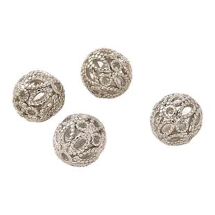 14K包金镂空球隔珠手工diy手链白金色转运珠项链串珠配件首饰材料