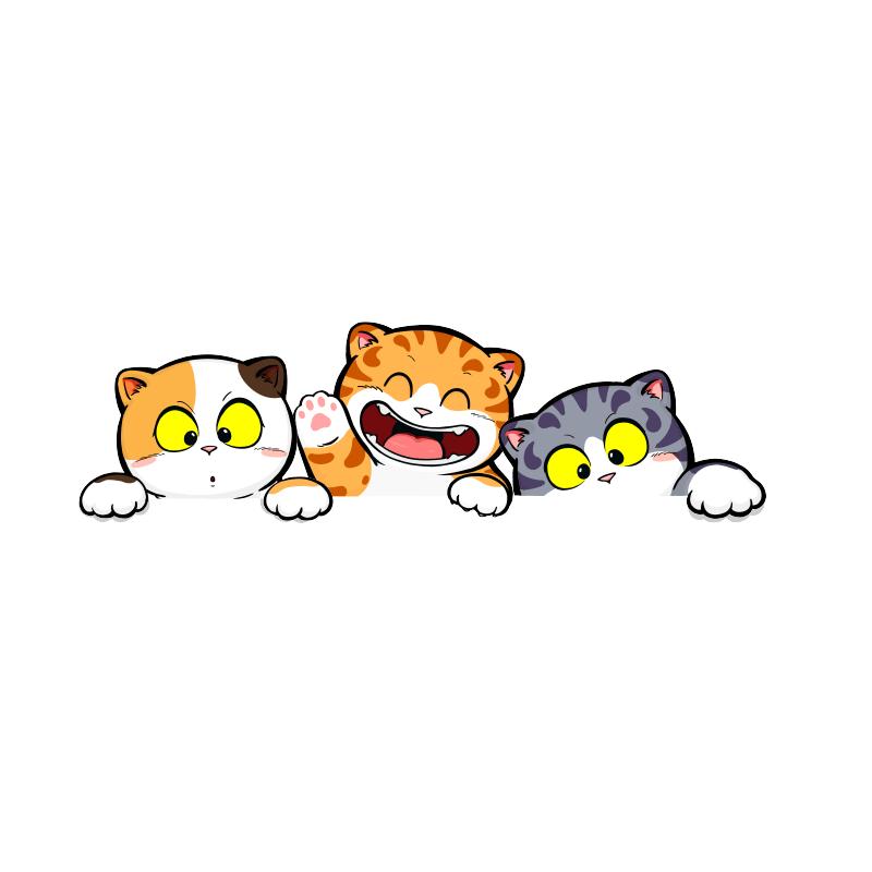 招吉猫车贴趣味搞笑猫咪汽车贴纸后档玻璃车身贴电动车摩托装饰贴