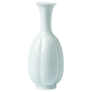 中式插花器皿影青仿宋瓜棱瓷瓶禅意水培插花花器陶瓷花瓶宋式复古