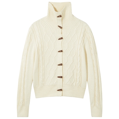 冬季新款女士牛角扣针织开衫