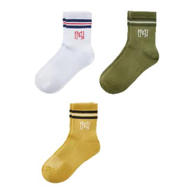 Mitchell&Ness中筒袜简约透气轻薄休闲运动三双装长筒袜男女MN