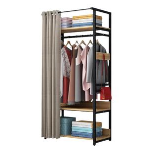 家用挂衣架落地门口金属衣帽架出租房多功能置物架子网红衣柜定制