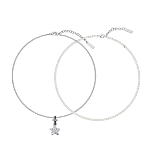 CINNLER伴星系列星星锆石珐琅吊坠双层叠戴珍珠轻奢女高级感项链