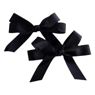 jisoo智秀巴黎时装周同款黑色缎面蝴蝶结发夹边夹双马尾发饰头饰