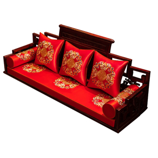 中式红木沙发坐垫实木沙发海绵垫子套罩四季通用罗汉床五件套定制