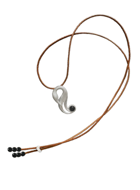 MOLISM朱鹭纯银皮绳项链小众