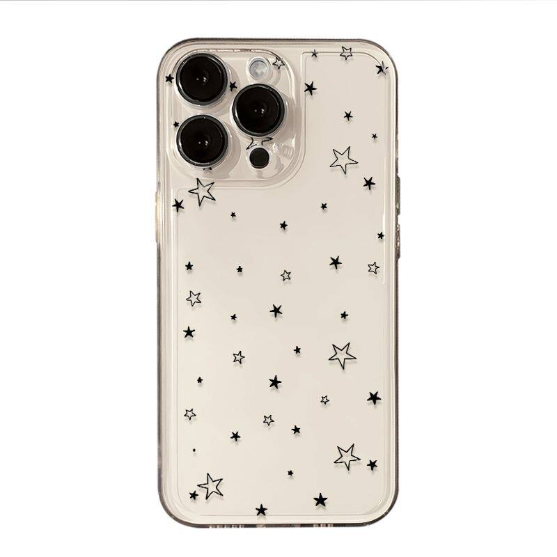 黑色星星适用苹果17/16pro手机壳华为pura70/p50保护套mate60红米note11女OPPOreno13/9/8小米14/vivos12/s15