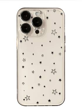 黑色星星适用苹果17/16pro手机壳华为pura70/p50保护套mate60红米note11女OPPOreno13/9/8小米14/vivos12/s15