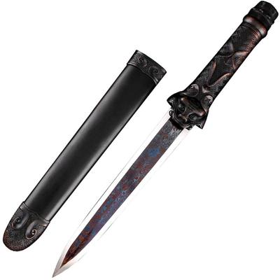 古羽虎匕短剑花纹钢八面剑身