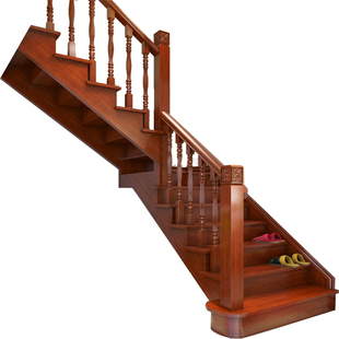 成都实木楼梯厂定制飘窗阳台护栏别墅跃层阁楼扶手栏杆踏步板直销