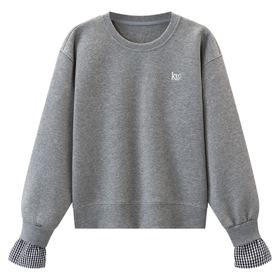 拼接袖口卫衣韩系短款套头上衣