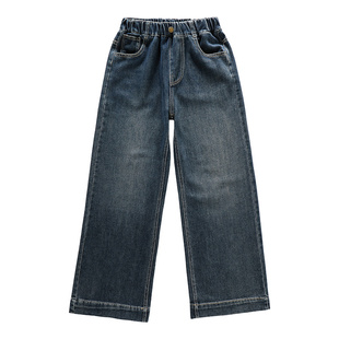 春装女童直筒牛仔裤2026新款儿童大童女孩阔腿春秋长裤初中生裤子