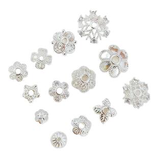 强保色铜镀厚银镶锆石花托蕾丝镂空花纹珠托垫片DIY手链隔片配件