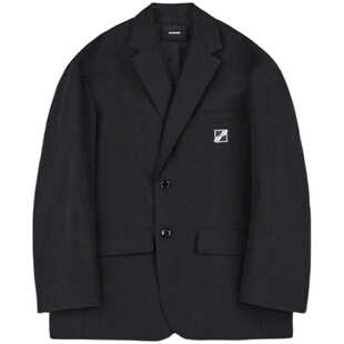 官方授权WE11DONE早春新品方形logo翻领廓形薄款轮廓宽松西装外套