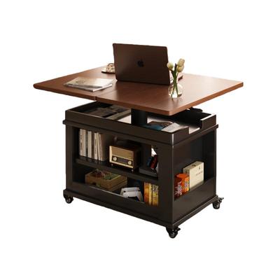 三梦实木移动升降茶几沙发边几