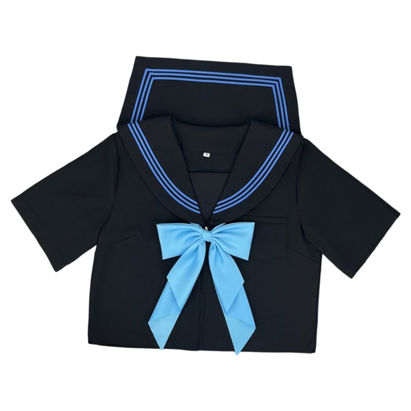 兔言舍蓝三本关西襟水手服日系JK制服酷妹风学院风原创中间服夏服