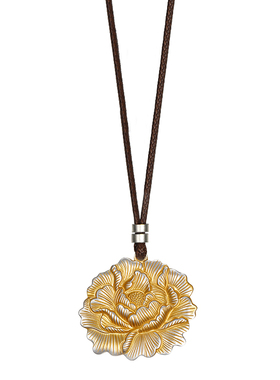 足银999国色吊坠描金牡丹纯银