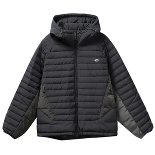 漫渡mandu轻户外连帽短款羽绒服女灰色保暖轻薄排骨90绒羽绒外套