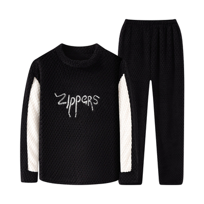 男士珊瑚绒睡衣青少年加绒加厚